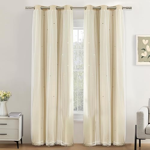 Miniatura 68 de XiDi Cortinas opacas para dormitorio de niñas, diseño de princesa unicornio arcoíris, 72 pulgadas de largo, rosa/azul