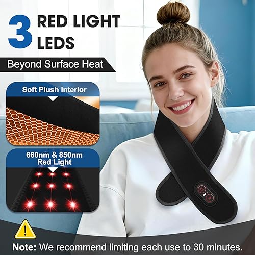 Miniatura 3 de Almohadilla térmica inalámbrica para el cuello con masaje, masajeador de cuello con calor, almohadilla térmica para el dolor eléctrico, envoltura