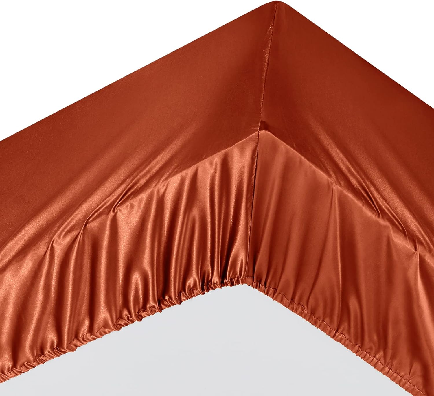 Ersmak 7 Pieces Satin Sheets Set Queen Size, Luxury Silky Rust Orange Satin Bed Sheets Set with 1 Deep Pocket Fitted Sheet, 1 Soft Flat Sheet, 4 Queen Pillowcases and 1 Body Pillowcase