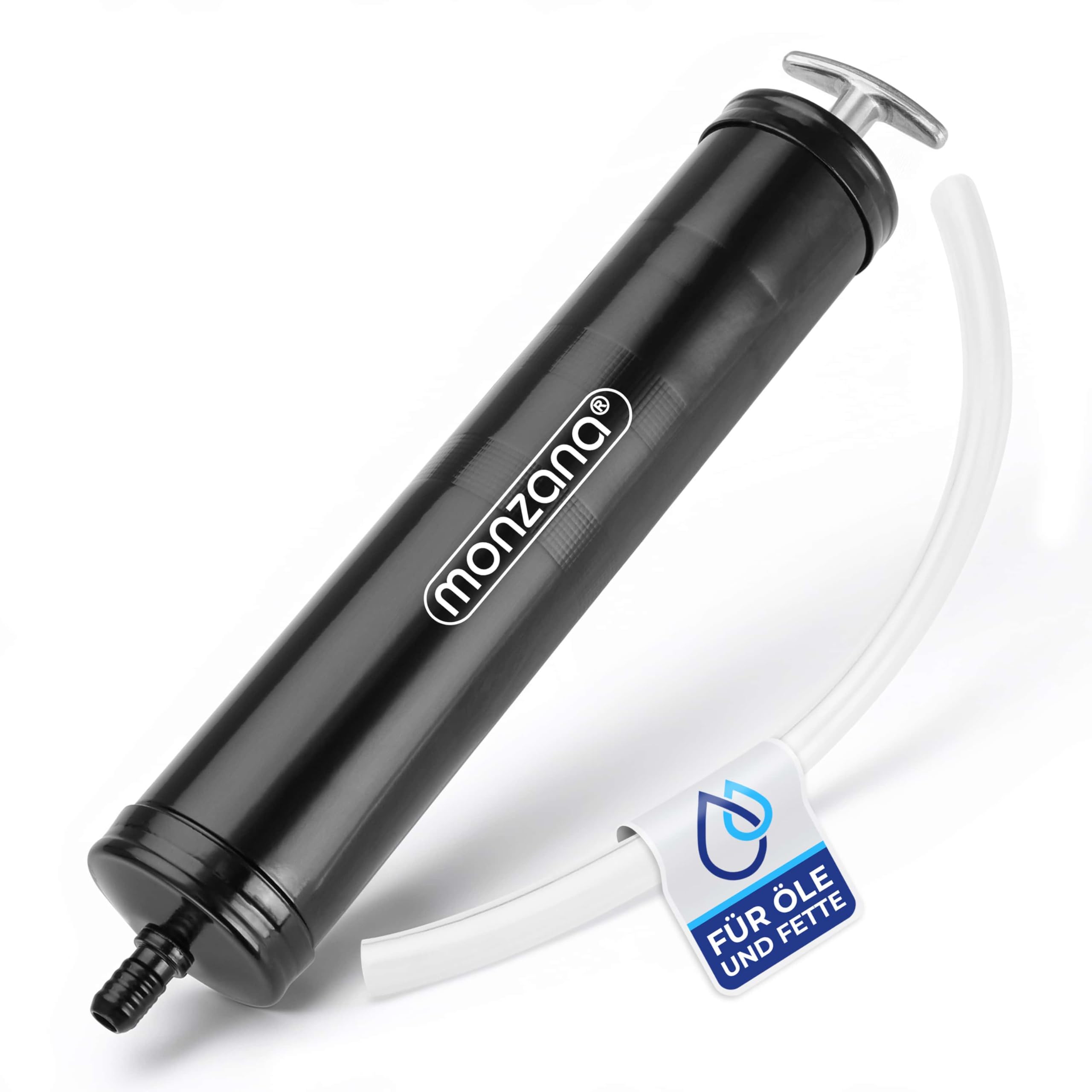 MONZANA® Ölabsaugpumpe 500 ml Metall Handpumpe T-Griff Ölpumpe für Ölwechsel Absaugpumpe von Motoröl und Getriebeöl Sauberes Öl Spritze mit Schlauch