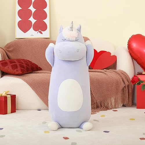 Miniatura 10 de MorisMos Almohada de cuerpo de gato de 43 pulgadas de largo, juguete de peluche grande de dibujos animados, almohada grande para abrazar para niños,