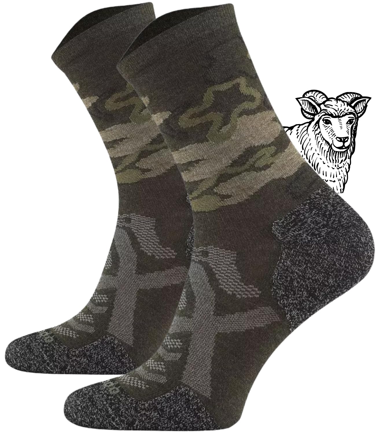 TODO Comodo Dünne Leichte 70% Merino Wandersocken Damen Sommer Wandersocken Merino-Wolle Trekkingsocken (Khaki Moro, 35-38)