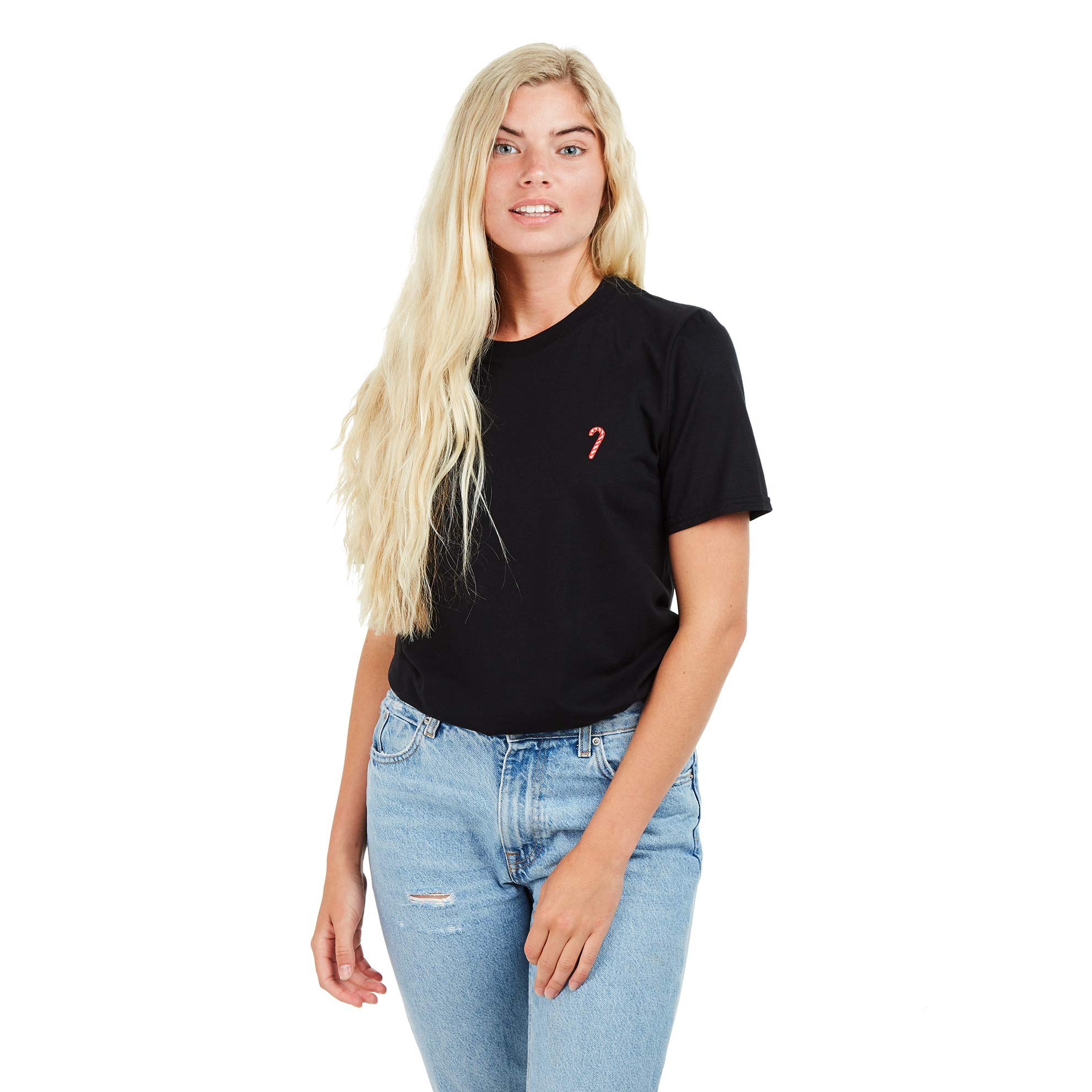 Game On Women's Candy Cane EMB T-Shirt, Black, Small