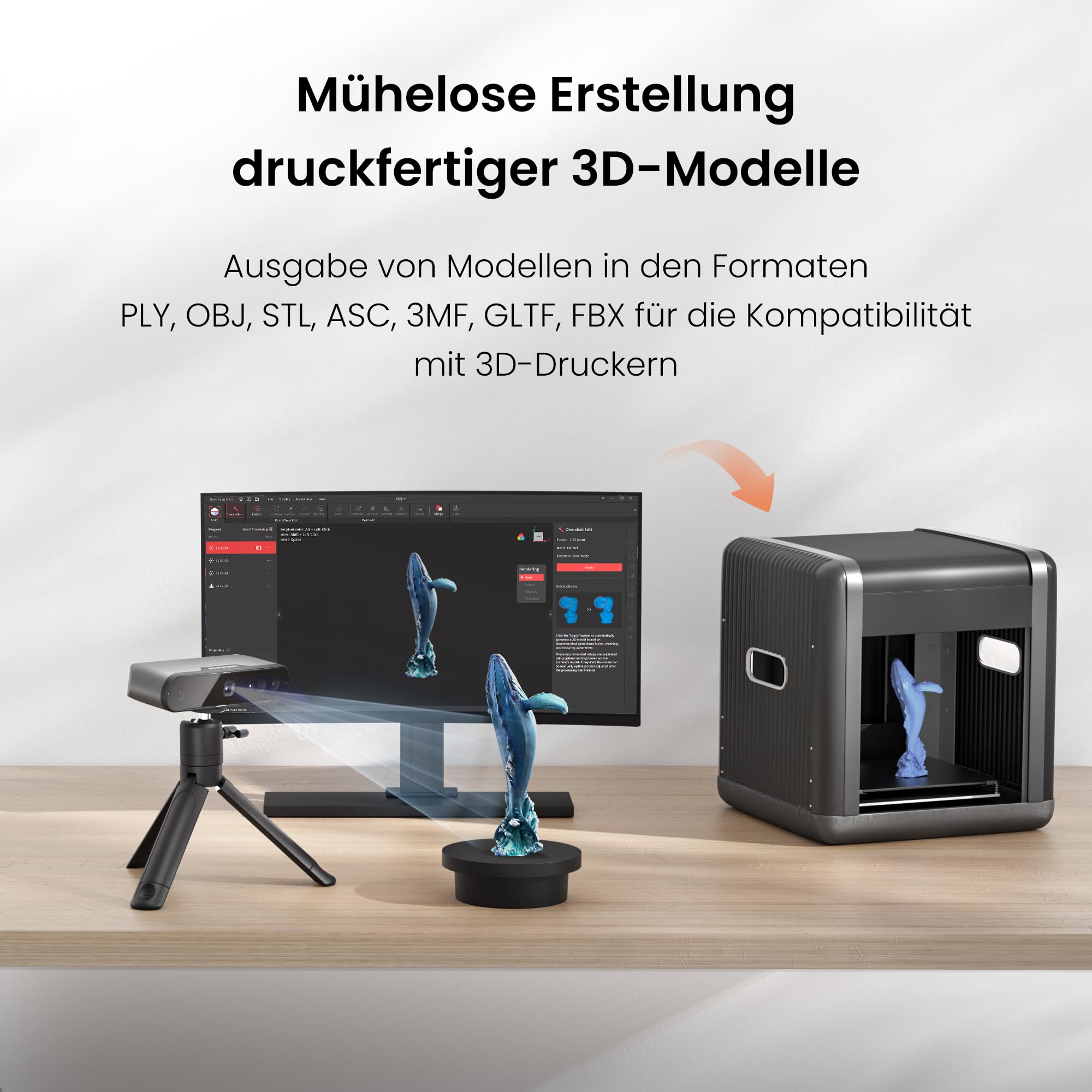 Revopoint INSPIRE 3D-Scanner für 3D-Druck, Handheld 3D-Scanner mit bis zu 18 FPS Scangeschwindigkeit, vollfarbiges 3D-Scannen, Quicksurface 30-Tage Testversion, Kompatibel mit Android/iOS/Mac/Win