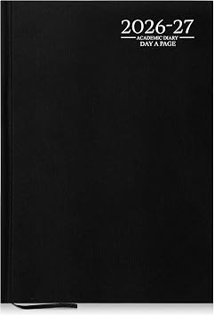 G4GADGET 2026-2027 Academic Diary A4 Day A Page Black Hardback   August 2026 to July 2027 Daily Planner, Student Teacher School Organizer, Appointment & Timetable Year Planner