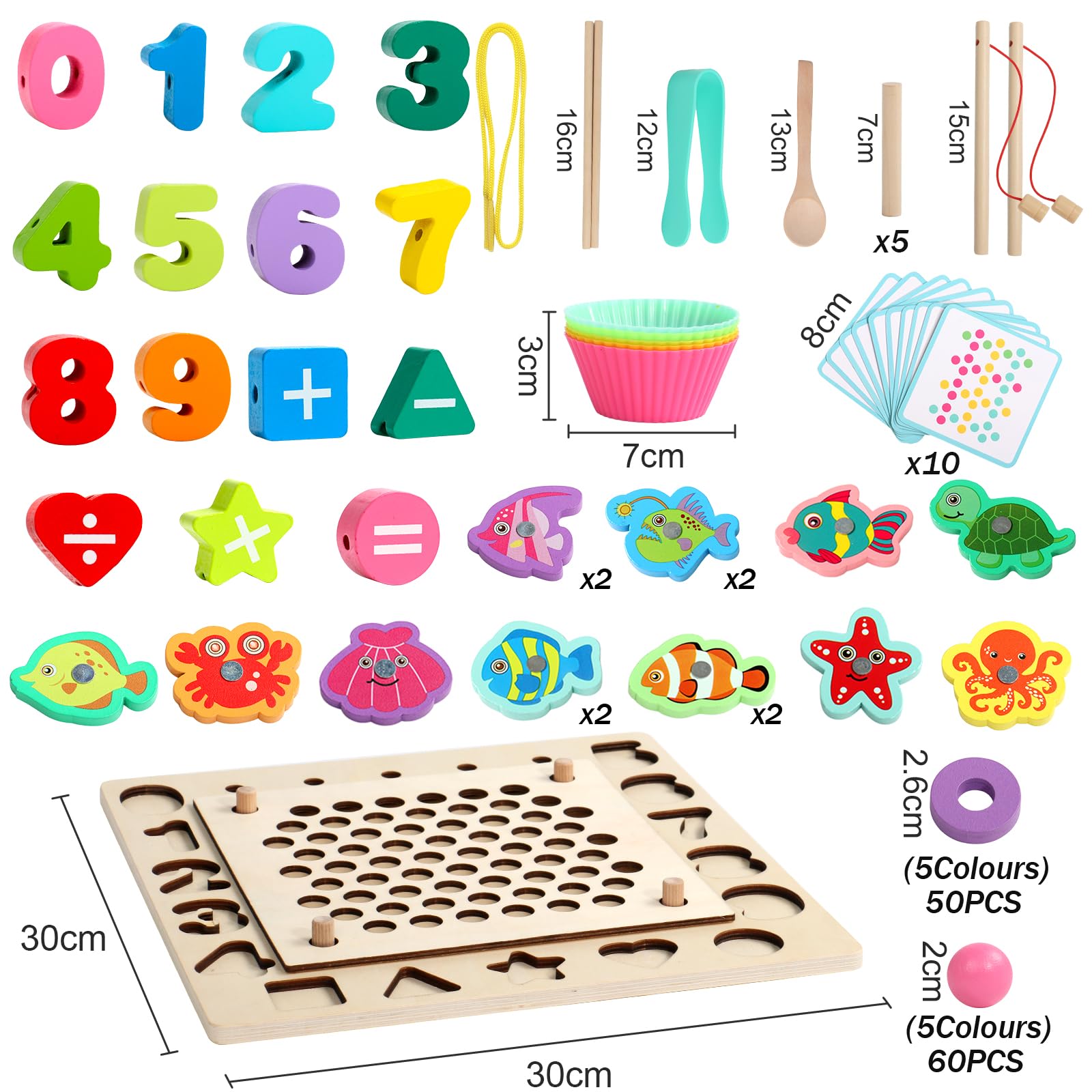 Wisplye Montessori Holzspielzeug Ab 1 Jahr – Mit Magnet-Angelspiel, Karottenernte & Motorik-Übungen Für Kinder 3-5 Jahre