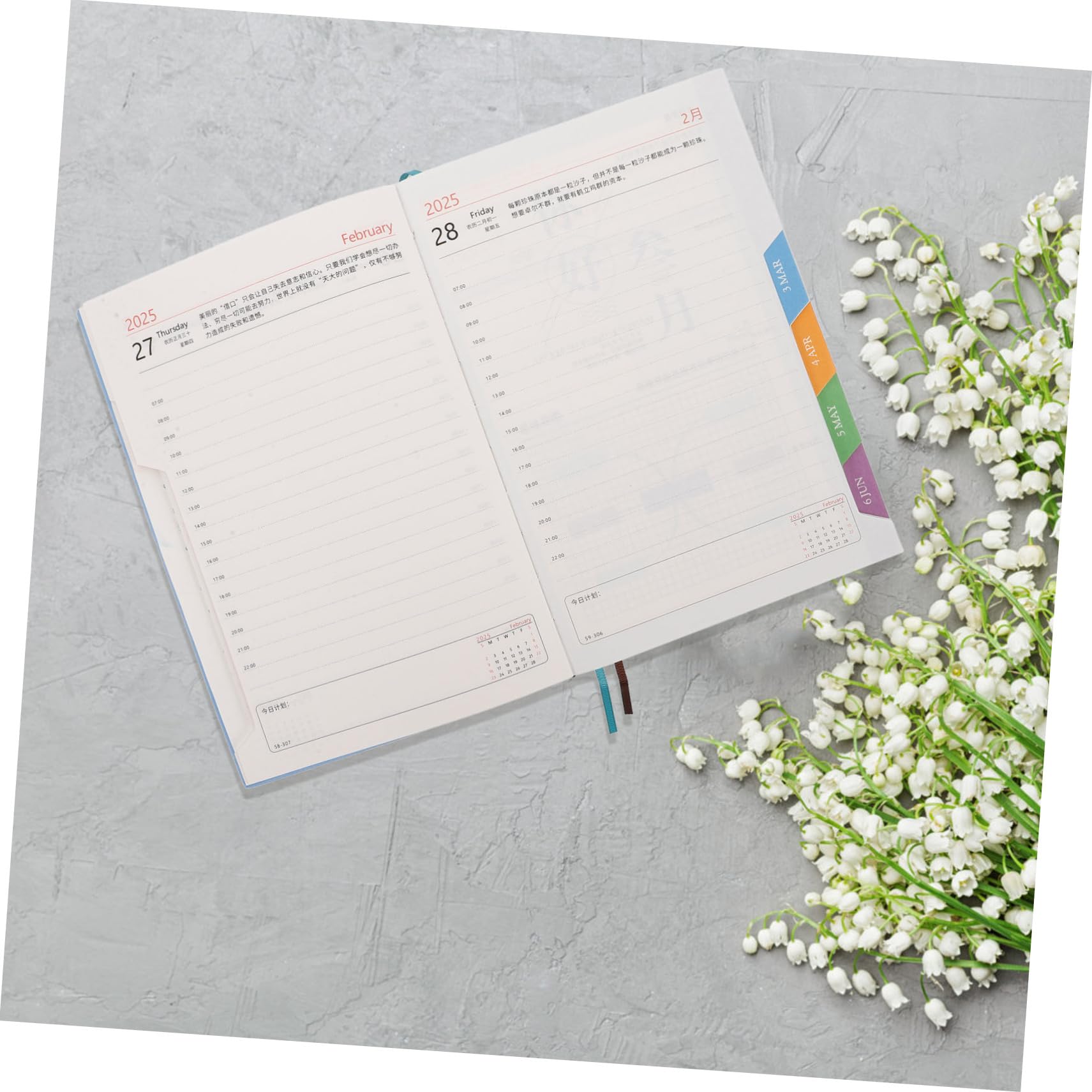 Pack 2025 Pu Hardcover Planer Notizbuch A5 für Zeitmanagement