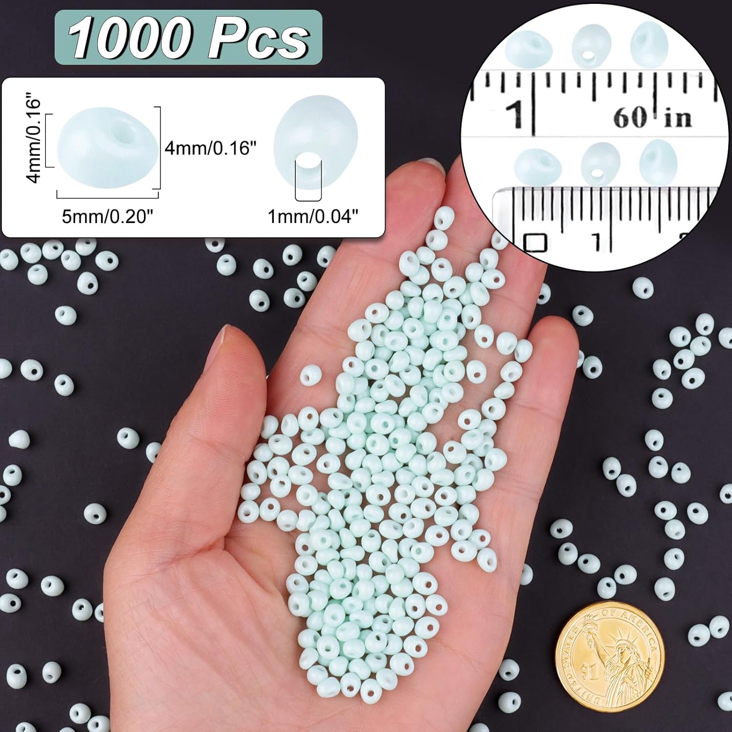 4000pcs Glass Seed Beads Bulk, 3x6mm Teardrop Shape Mint Seed Beads Small Pony Beads for DIY Craft Projects Bracelets Necklace Jewelry Making - Image 3