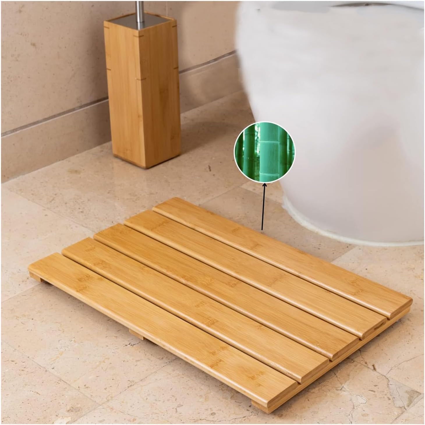 QWEASDF Waterproof Non Slip Solid Wooden Shower Mat,Bathroom Bamboo Bath Mat,Natural Wooden Bath Mat,Duck Board,with Non Slip Feet, for Kitchen Bedroom Bathtub Doormat Pet Mat(W75xL110cm/W30xL43in)