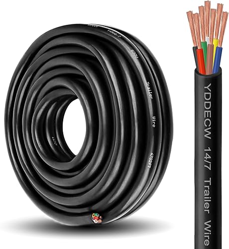 YDDECW Cable de remolque de 7 vías, calibre 14, 7 conductores, 20 pies, cable de remolque resistente, cable de cobre puro, cable de cableado aislado