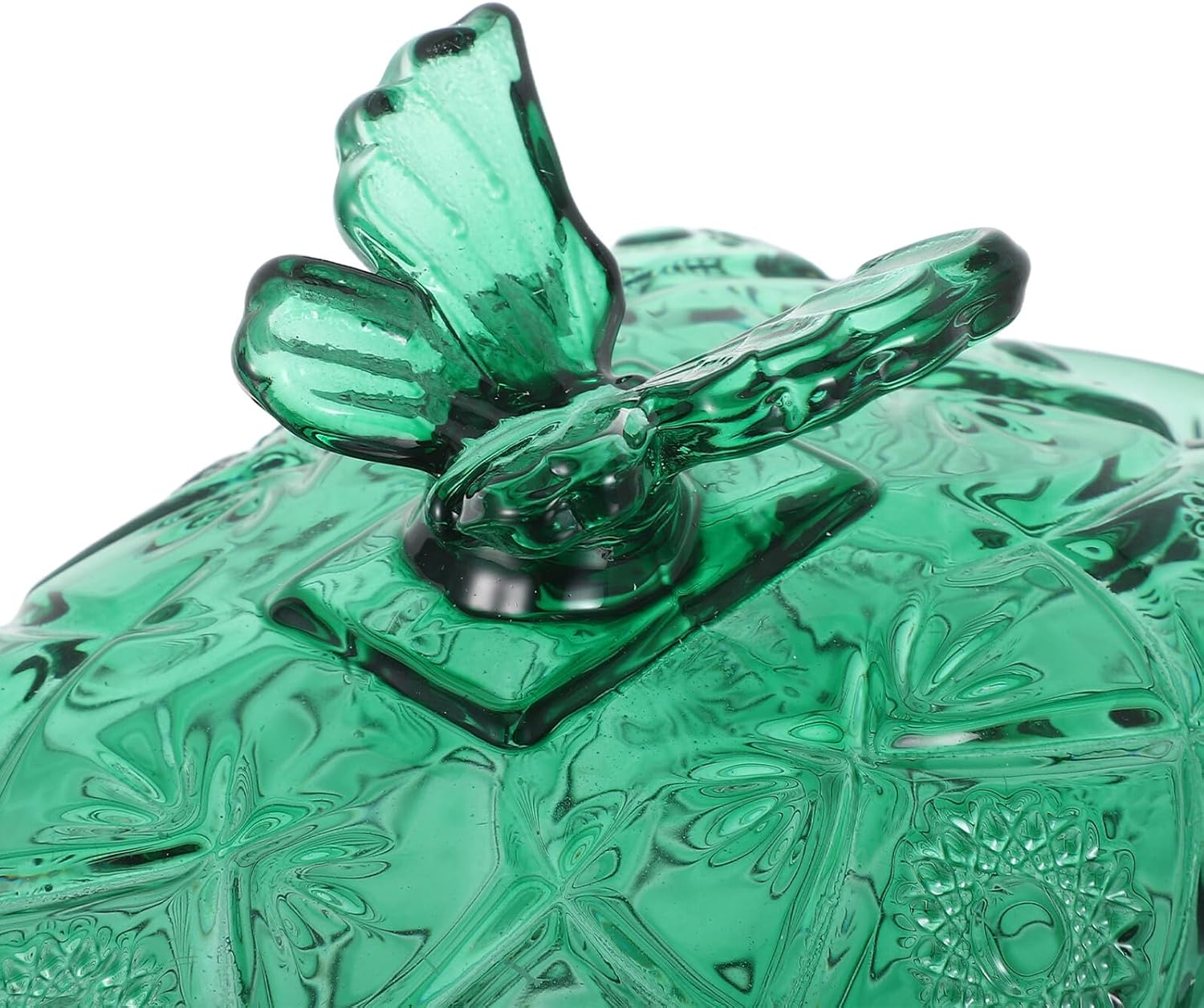 Toyvian Glass Butter Dish with Lid and Green Ribbon, Vintage Style Airtight Glass Butter Storage Tray for Countertop and Refrigerator Use