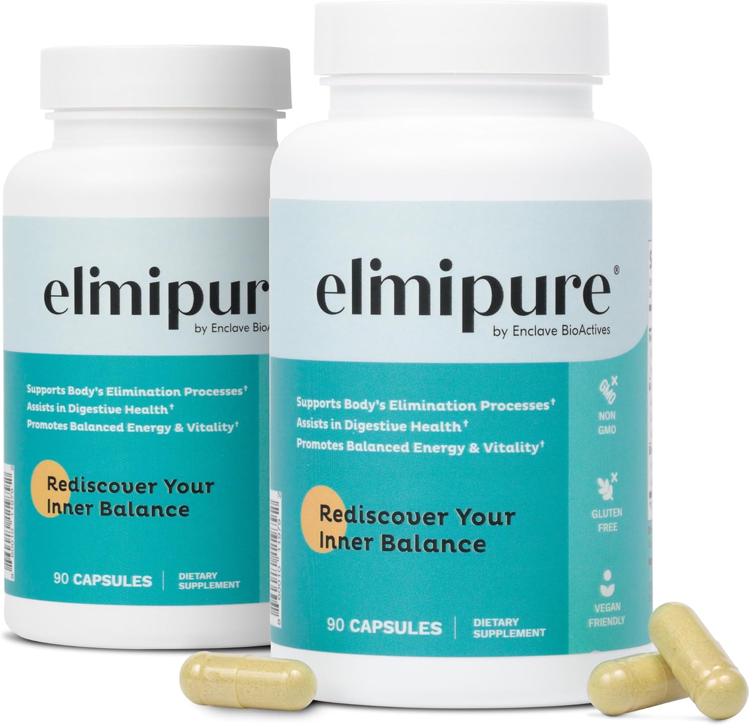 Elimipure Gut Cleanse & Restore Supplement 2 Pack: Natural & Effective Detox Cleanse Capsules | Fortify Your Microbiome | Effortless Morning Stools | Restore Your Gut from The Inside Out