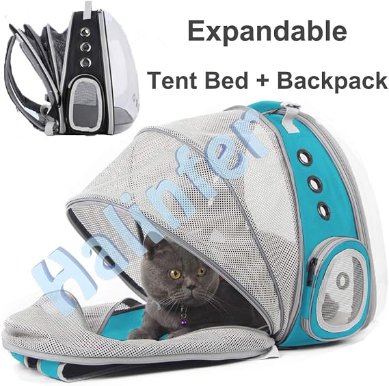 Cat Bubble Backpack Carrier, Back Expandable Clear Pet Bubble Backpack Carrier for Kitten Small Dog up to 5.5 kgs, Backpack for Cats