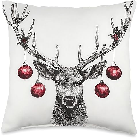 Deer Christmas Elk Throw Pillow