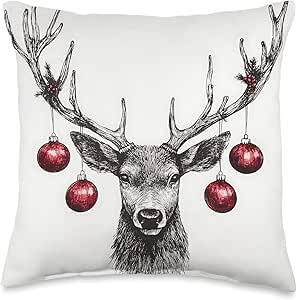 Deer-Christmas-Elk-Throw-Pillow Deer Christmas Elk Throw Pillow