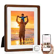 8x10 Picture Frame, NFC Memory Photo Frame for Upload Photo Video Recorder & Daily Status to Online Page, Natural Walnut Wood with Rounded Corner, Personalized Keepsake Gift for Father's Day Birthday Wedding Christmas, Dark Brown