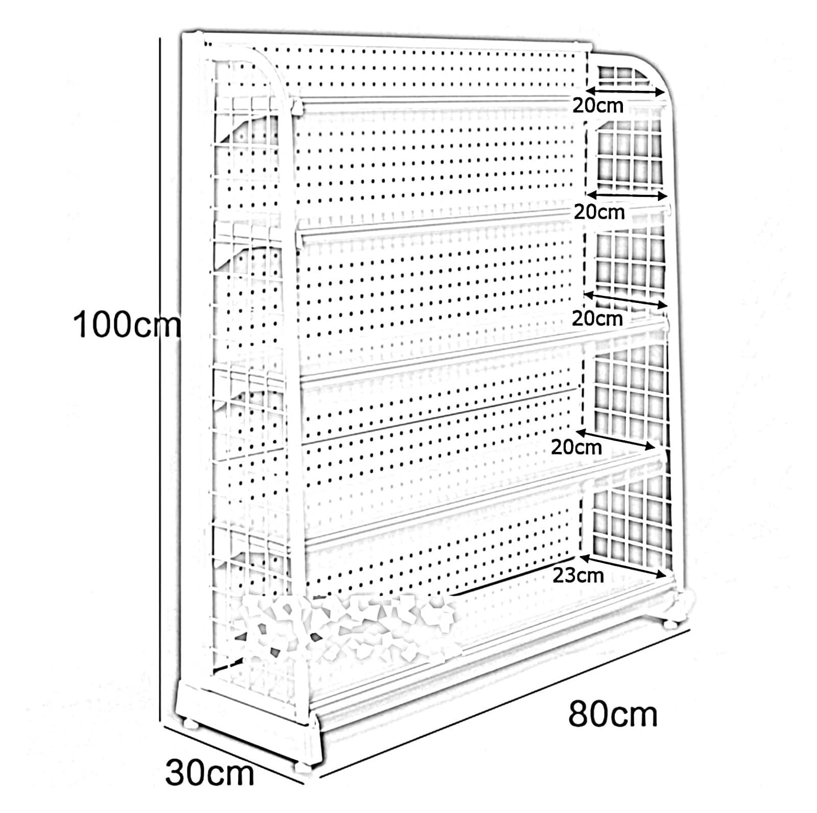 5-poziomowa wolnostojąca półka detaliczna na artykuły spożywcze i biurowe, solidny stojak do przechowywania, idealny do organizowania produktów, 60 x 30 x 100 cm