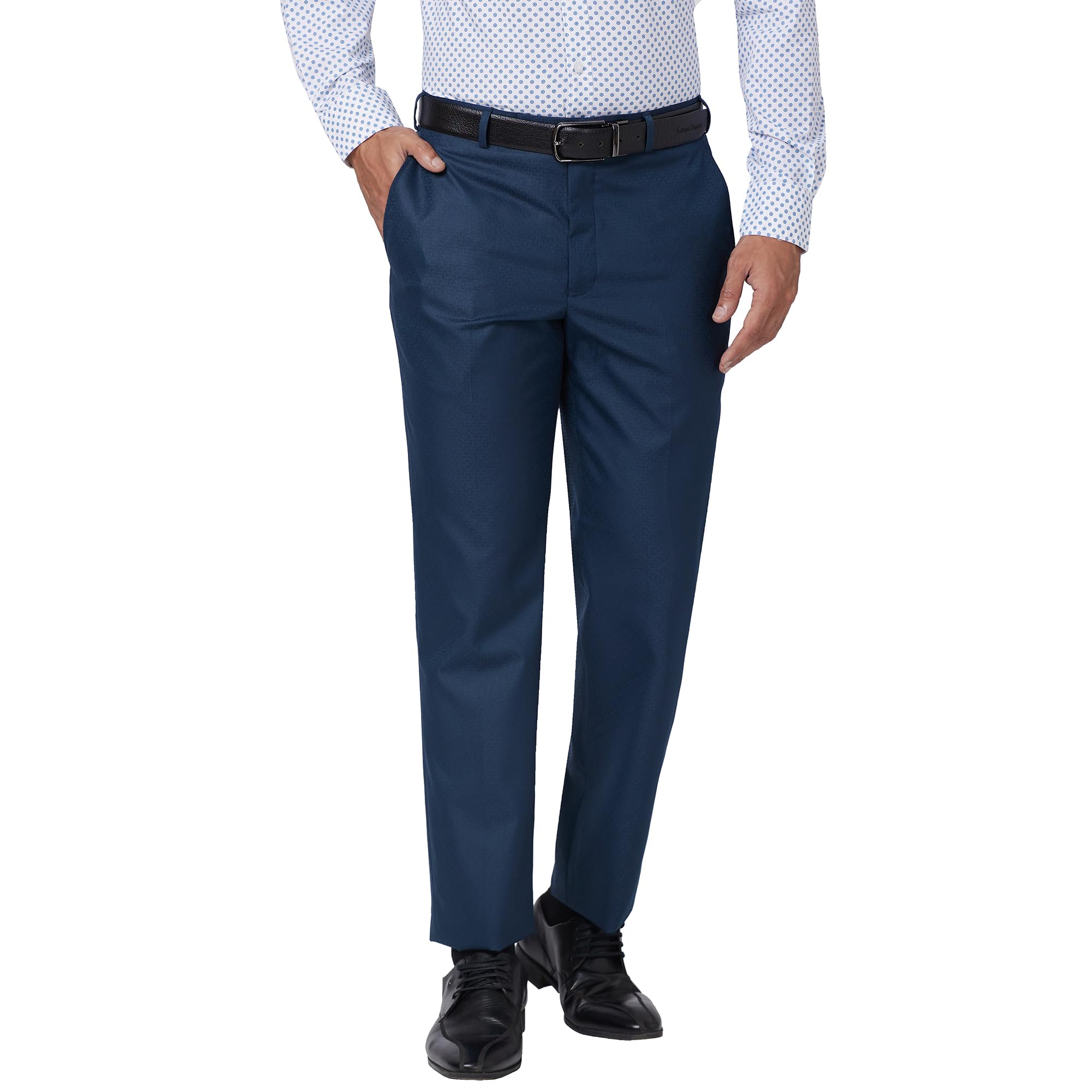 park avenue Men's Polyester Blend Structure Pattern Smart Fit Flat Front Formal Trouser-picture-20