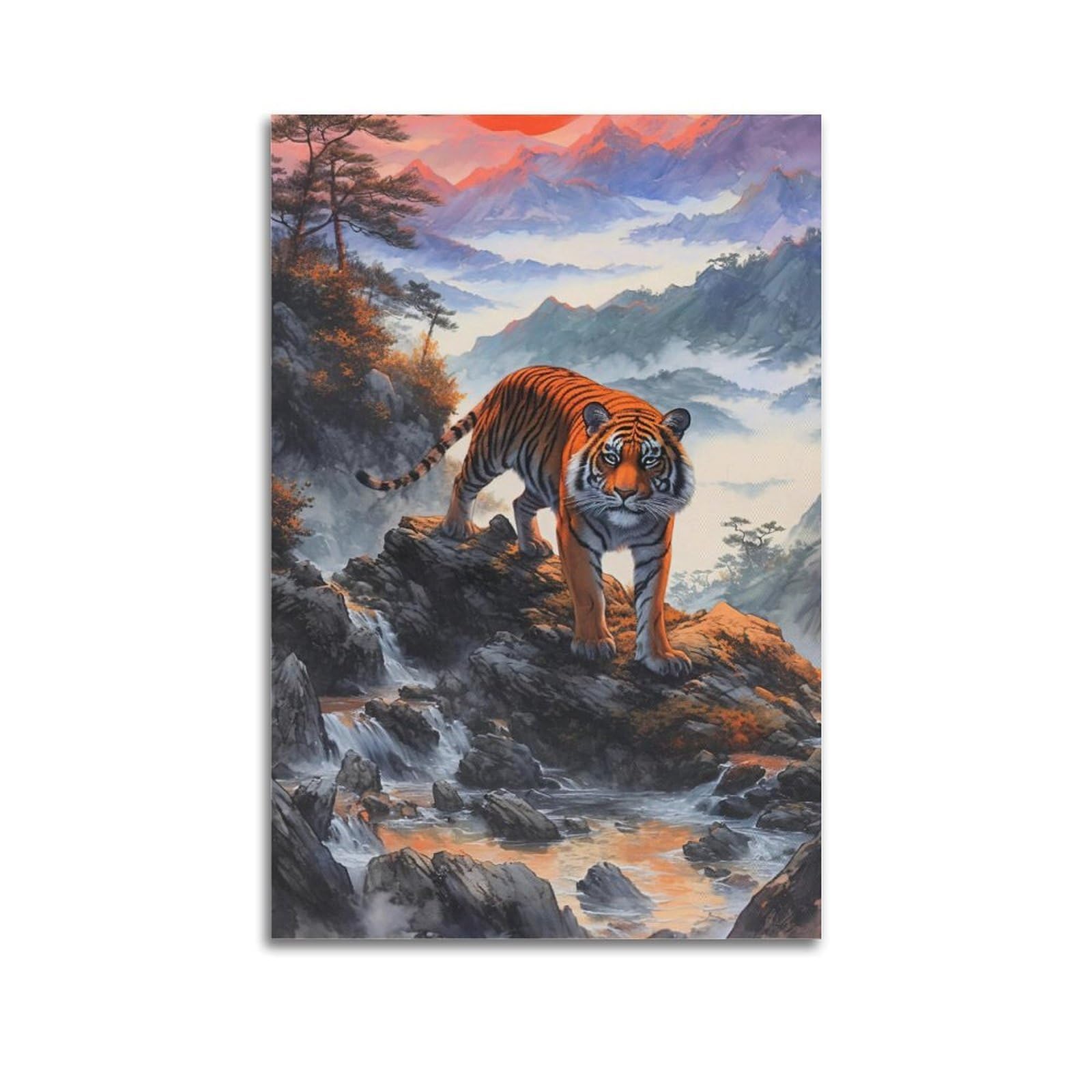 JTLFXY Animal Artwork Poster Tiger in The Sunset Poster Decorative Painting Canvas Wall Posters And Art Picture Print Modern Family Bedroom Decor Posters 20x30inch(50x75cm)