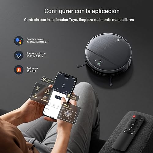 Miniatura 6 de Robot aspirador y trapeador combinado, aspiradoras robóticas 2 en 1 con aplicación/WiFi/control remoto, robot aspirador con fuerte succión,