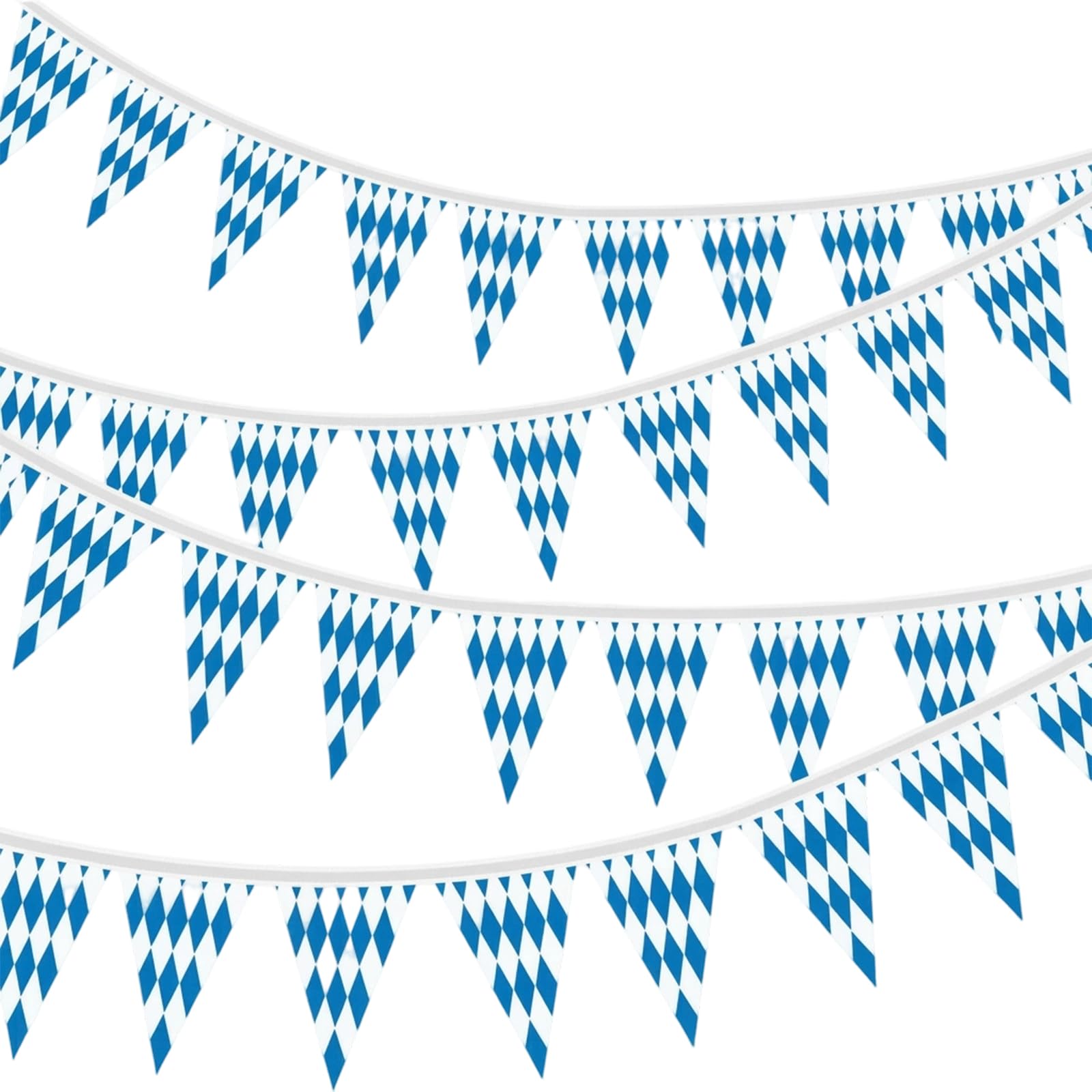 Oktoberfest Decorations Banner, Bavarian Blue and White Check Pennant Bunting, 2-Pack 10 Meter Festive Party Flags for Indoor Outdoor Beer Garden Events