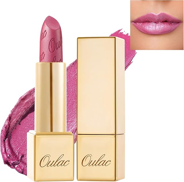 OULAC Metallic Shine Glitter Lipstick, Pink High Impact Lipcolor, Lightweight Soft and Ultra Hydrating, Long Lasting, Vegan & Cruelty-Free, Full-Coverage Lip Color 4.3 g/0.15 HIP & HIPPIE(11)
