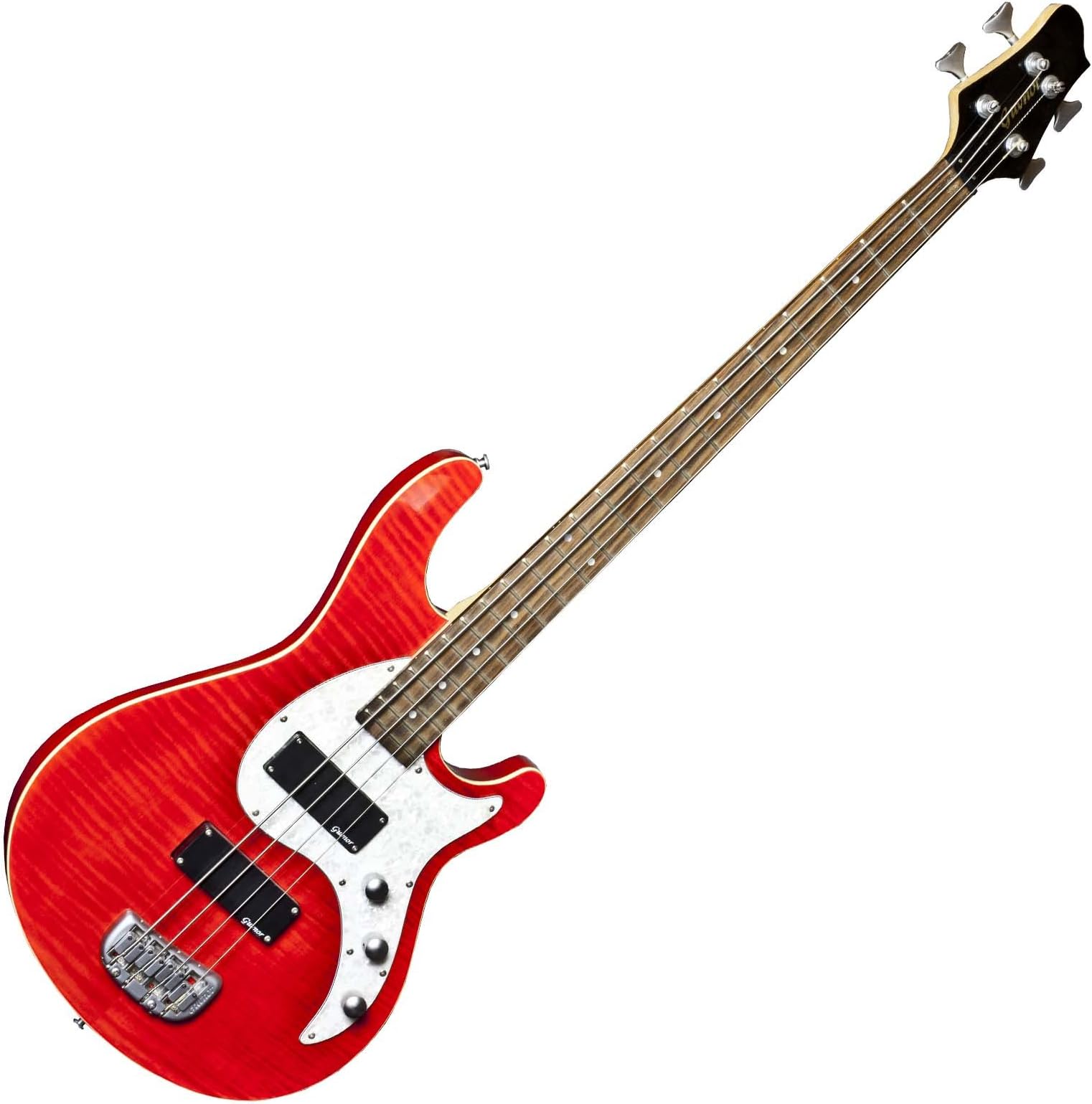 Guvnor GB500-OR Electric Bass Guitar in Metallic Orange With Soapbar Pickups and Flamed Maple Top