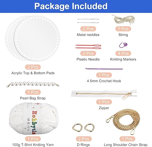 Miniatura 10 de uxcell Kit de fabricación de bolsos de acrílico, 15 piezas, juego de cestas de algodón acrílico, moldeador de paneles, hilo de tejer, correas de