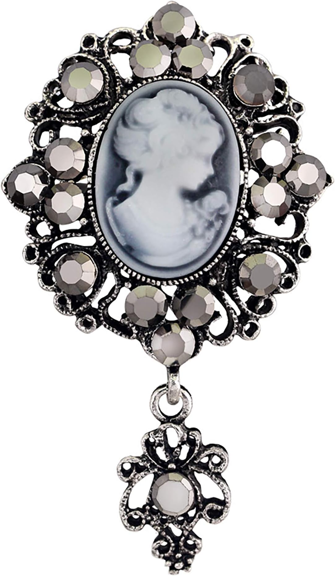 YONGHUIVintage Brooches for Women Ladies Crystal Lady Queen Cameo Brooch Pins Coat Jacket Dress Scarf Shawl Decoration Accessories Jewellery