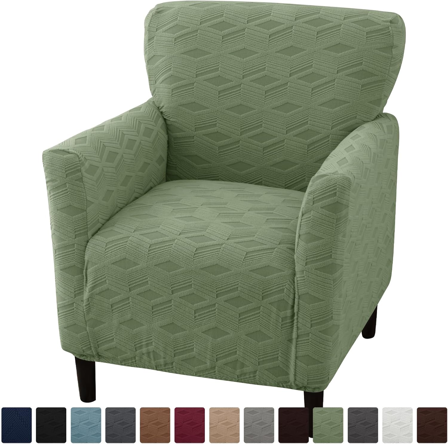 Stretch Modern Banquet Armchair Slipcover 1-Piece Accent Chair Covers with Arms Soft Chair Slipcovers for Living Room Armchair Furniture Protector Office Reception Reading Sofa (Bean Green)