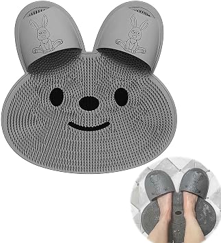Extra Large Foot Scrubber Mat for Shower Floor, Rabbit-Shaped Silicone Foot Scrub Matt with Non-Slip Suction Cups
