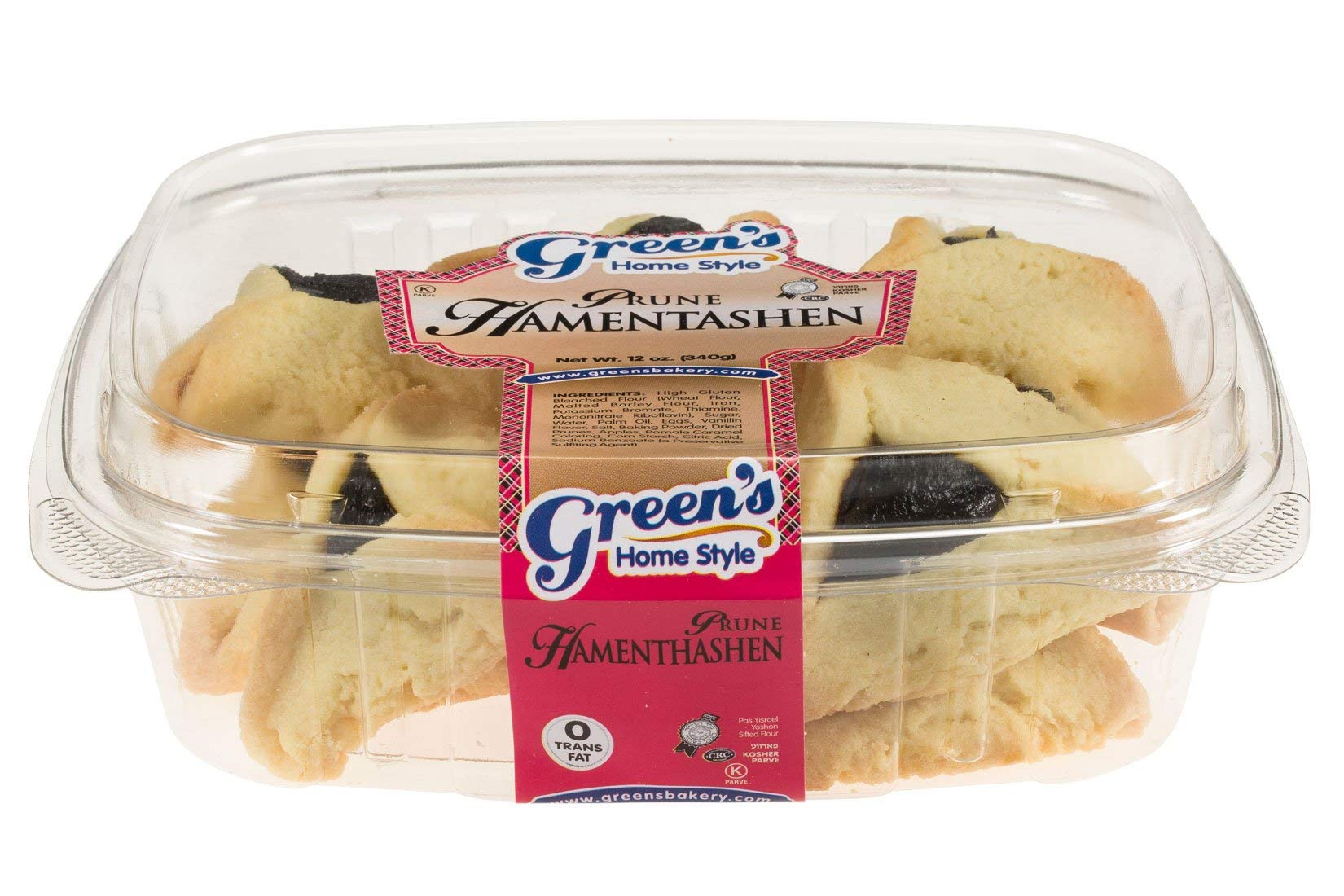 Green's Bakery Prune Hamantashen Kosher Cookie Pastry - 12 oz.