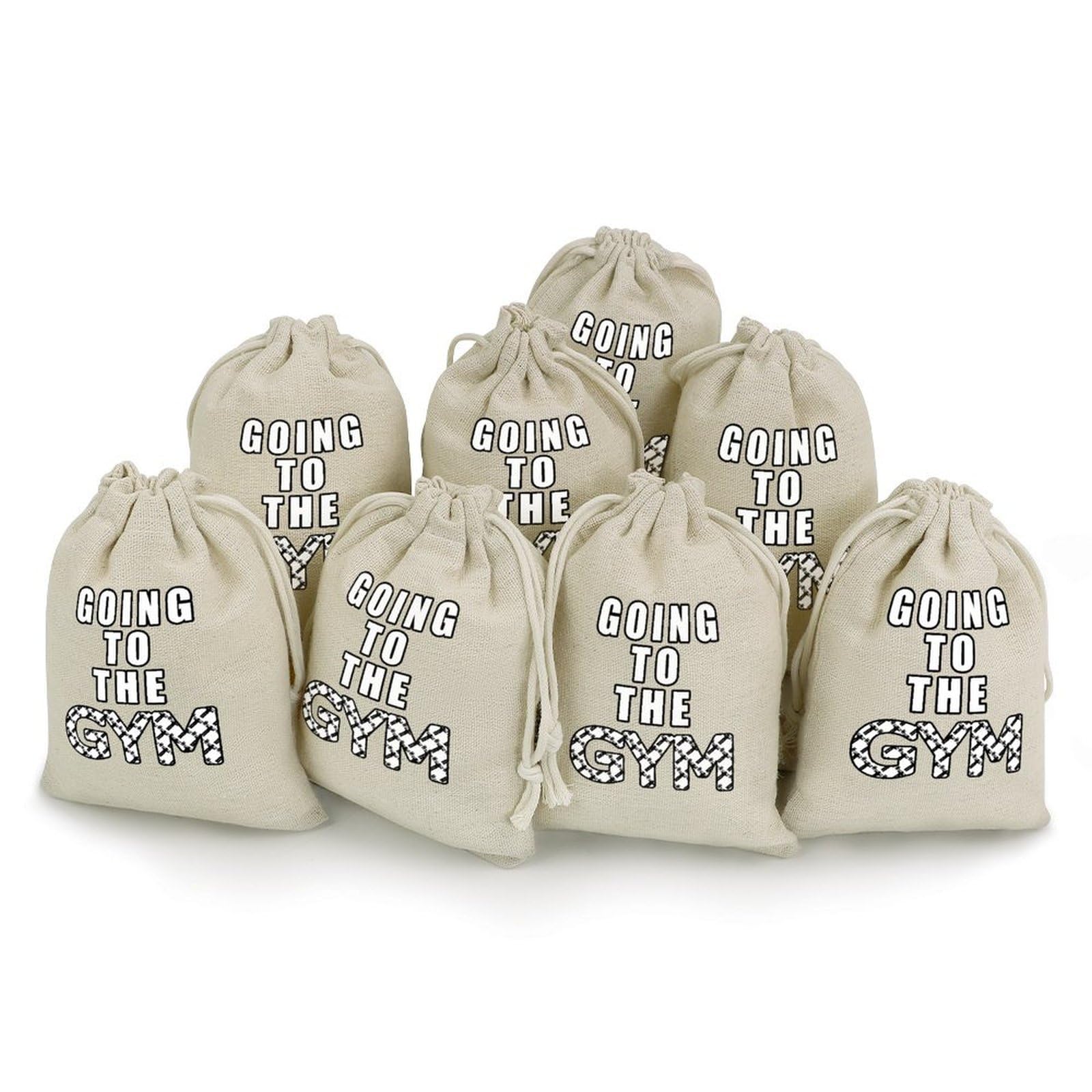 Going To The Gym 8 Pack Small Gift Bags Cotton And Linen Drawstring Pockets Sachet Bag for Party Home Supplies