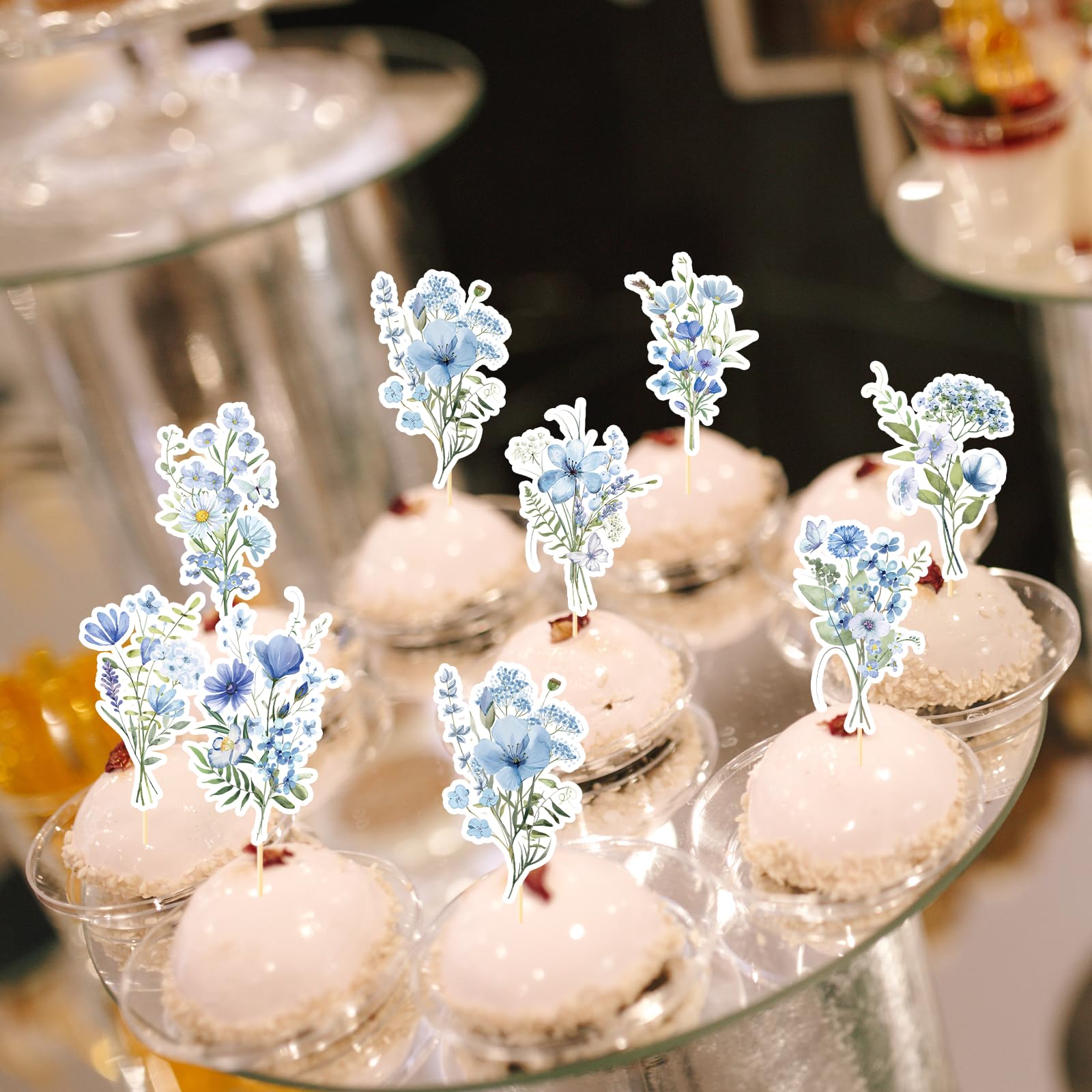 Wildflower Cupcake Toppers - 40PCS Floral Baby Shower & Birthday Party Decorations