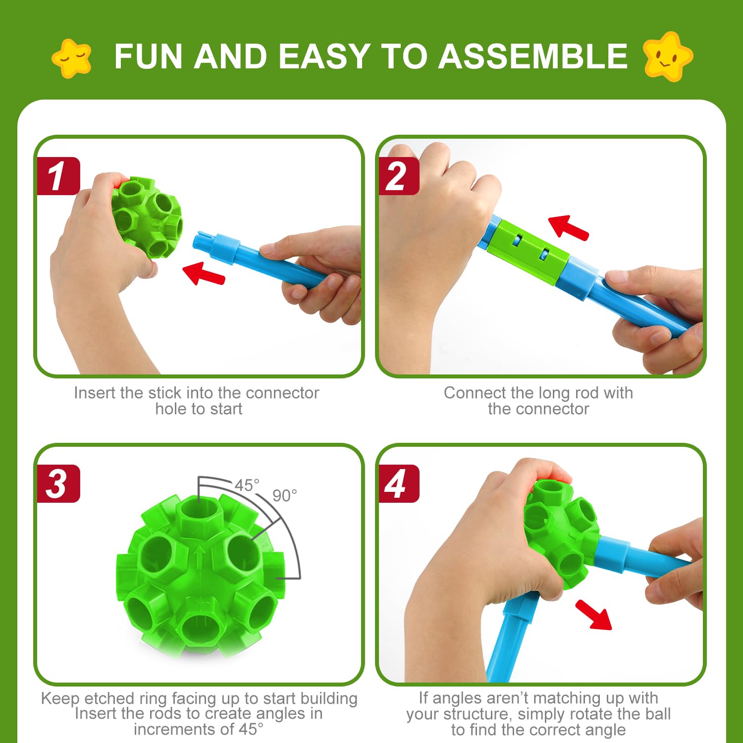 SpringFlower Fort Building Kit for Kids,STEM Construction Toys, Educational Gift for 3 4 5 6 7 8 9 10 11 12 Years Old Boys and Girls,Ultimate Creative Set for Indoor & Outdoors Activity,200 Pcs,Green