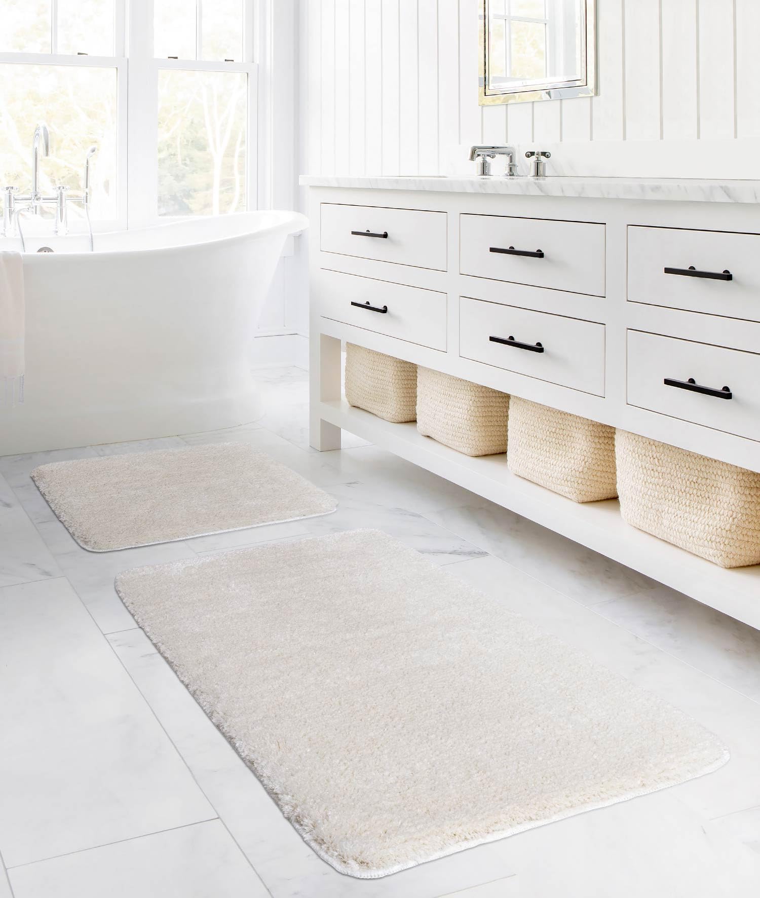 Segura Plüsch rutschfeste Unterseite 2er-Badematte 60 x 100-50 x 60, Creme
