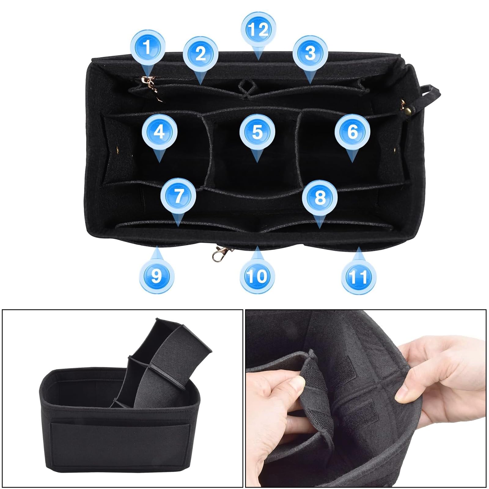 Organizer Per Borsa In Feltro - Tasca Rimovibile E Portachiavi - Multitasche Per Ordine - Foto 11