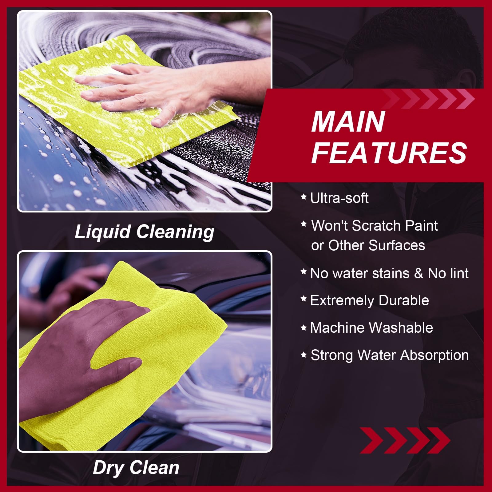 200 Pcs Microfiber Cleaning Cloth 16x16 Inch Microfiber Towels for Car Ultra Absorbent Cleaning Rags Reusable Lint Free — view 6