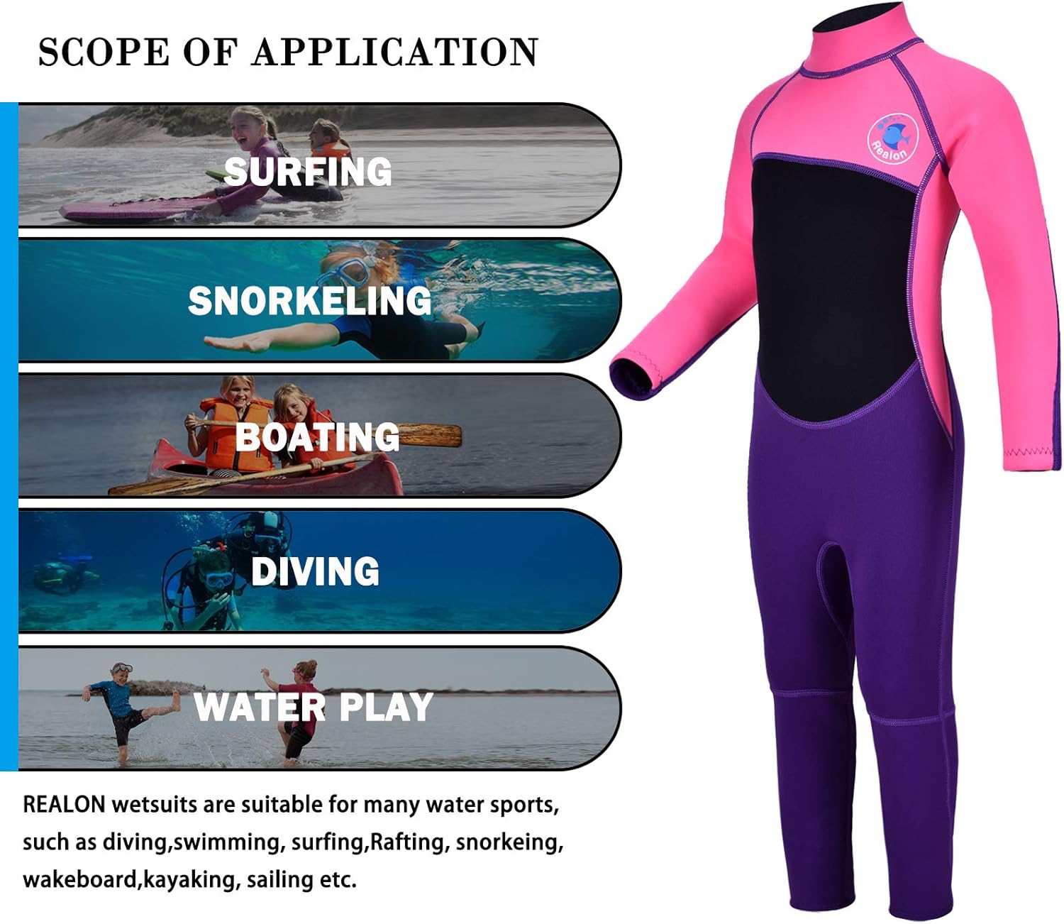Kids Wetsuit for Girls Boys Toddler and Youth 3mm Neoprene Child Full Wet Suits Warm in Cold Water Thermal Swimsuit Back Zip for Swimming Diving Jet Skiing Surfing - Image 4