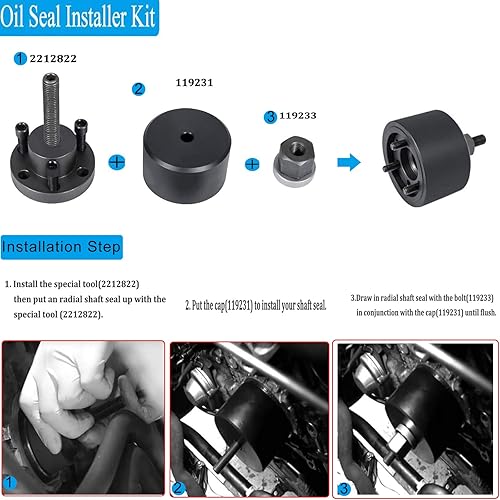 Miniatura 8 de YMT 2241 Kit de instalador e removedor de sello del cigüeñal delantero adecuado para BMW N20, N26-110371, 110372, 2212822, 119231, 119233