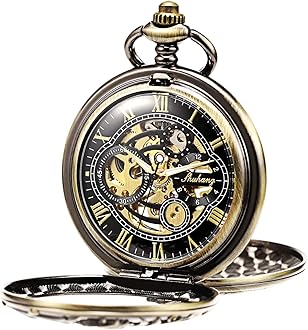 Mens Mechanical Pocket Watch Dream Dragon Skeleton Half Hunter Double Open Silver/Bronze/Black Case for Man