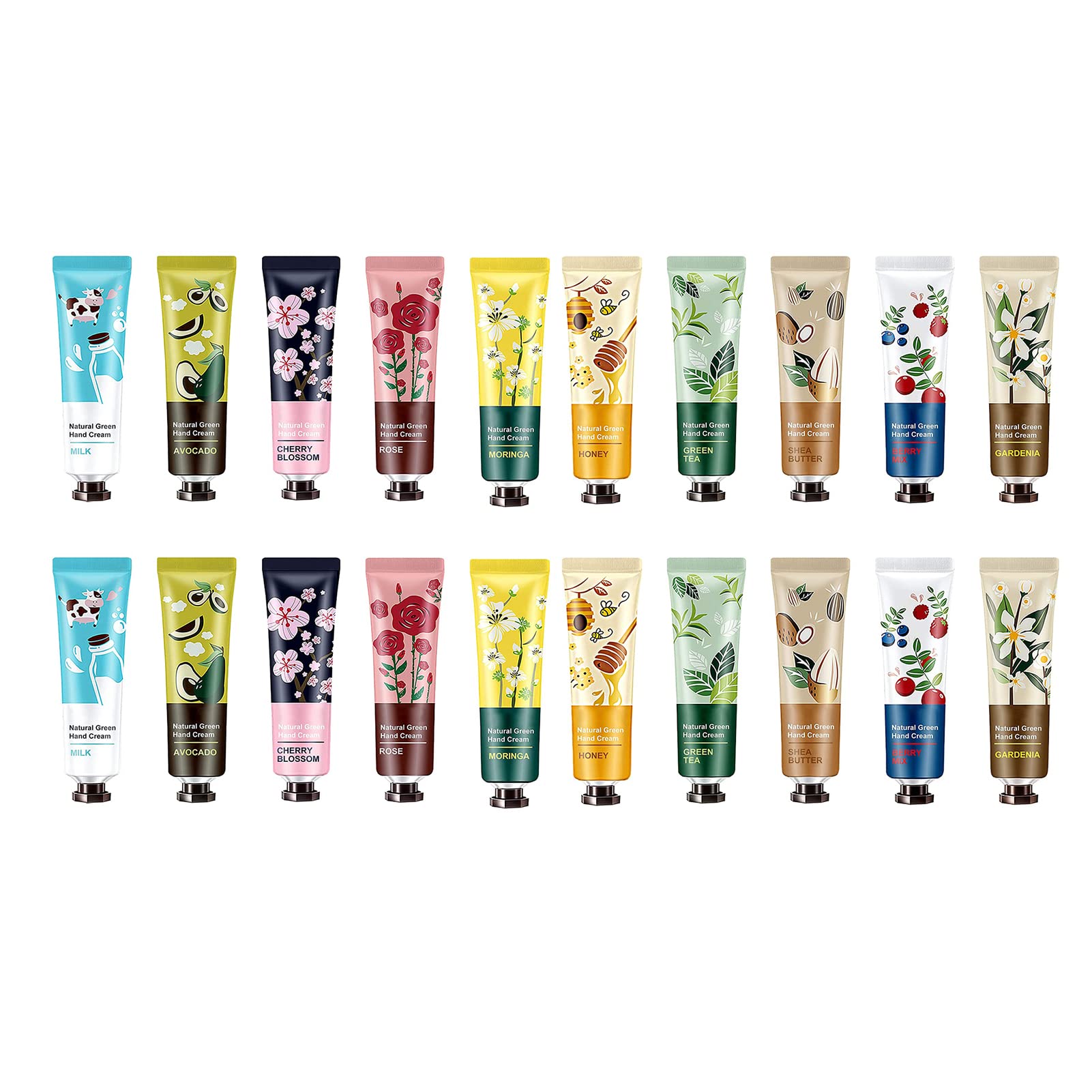 20 Pack Natural Plant Fragrance Hand Cream for Dry Hands, Moisturizing Hand Care Cream Travel Gift Set With Natural Shea Butter And Aloe For Men And Women,Travel Size Hand Lotion-30ml