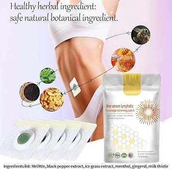 Bostore Bee Venom Lymphatic Drainage Slimming Patch,Bostore Bee Venom Lymphatic Patches,Bostore Bee Venom Slimming Patches,Bee Venom Lymphatic Drainage & Slimming Patches (1 Box)