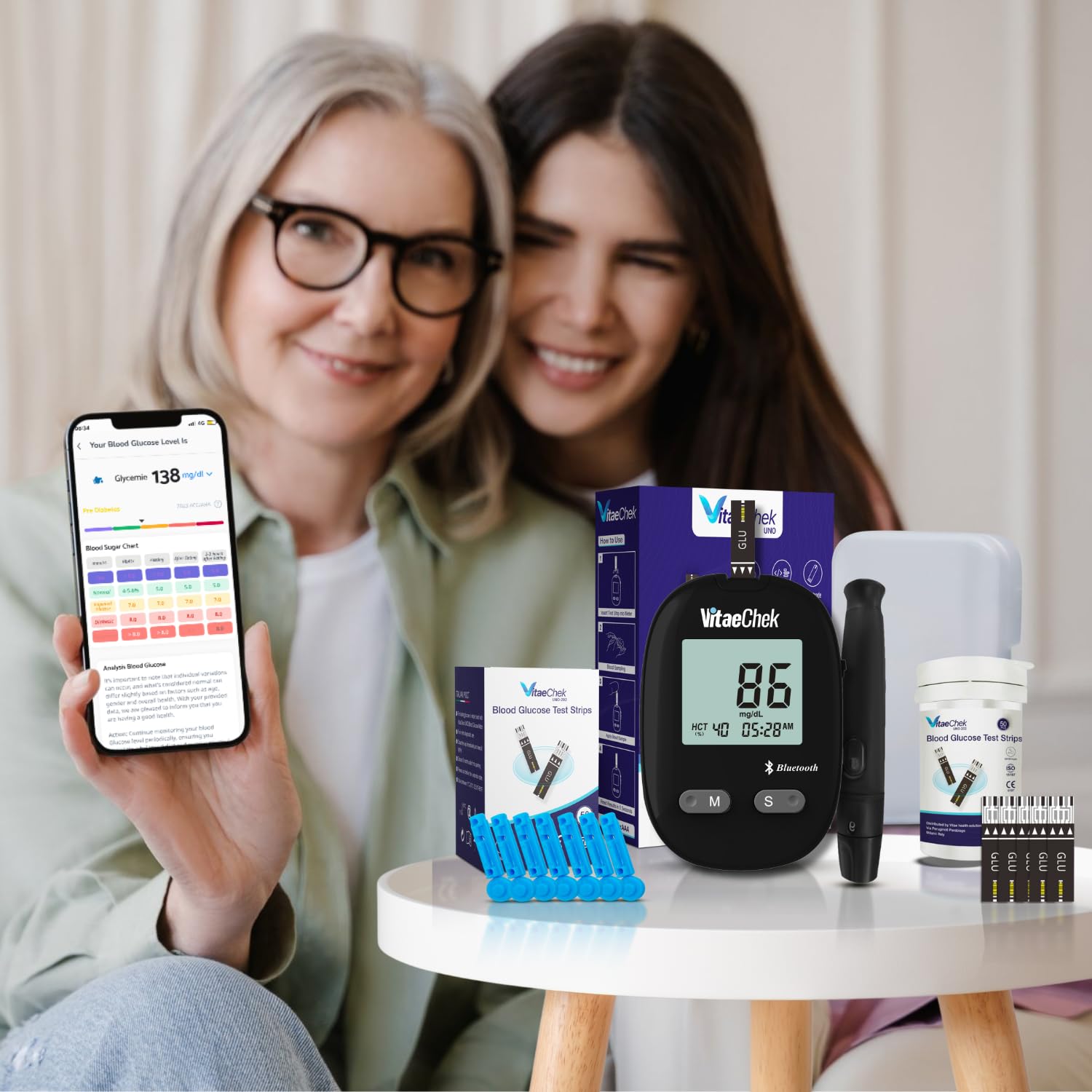 G1 Pro Glucometro Bluetooth + 50 Strisce Reattive Aggiuntive – Misuratore di Glicemia con Strisce GDH-FAD, Risultati Rapidi e Precisi, Ideale per Controllo Glicemico Quotidiano (mg/dL)
