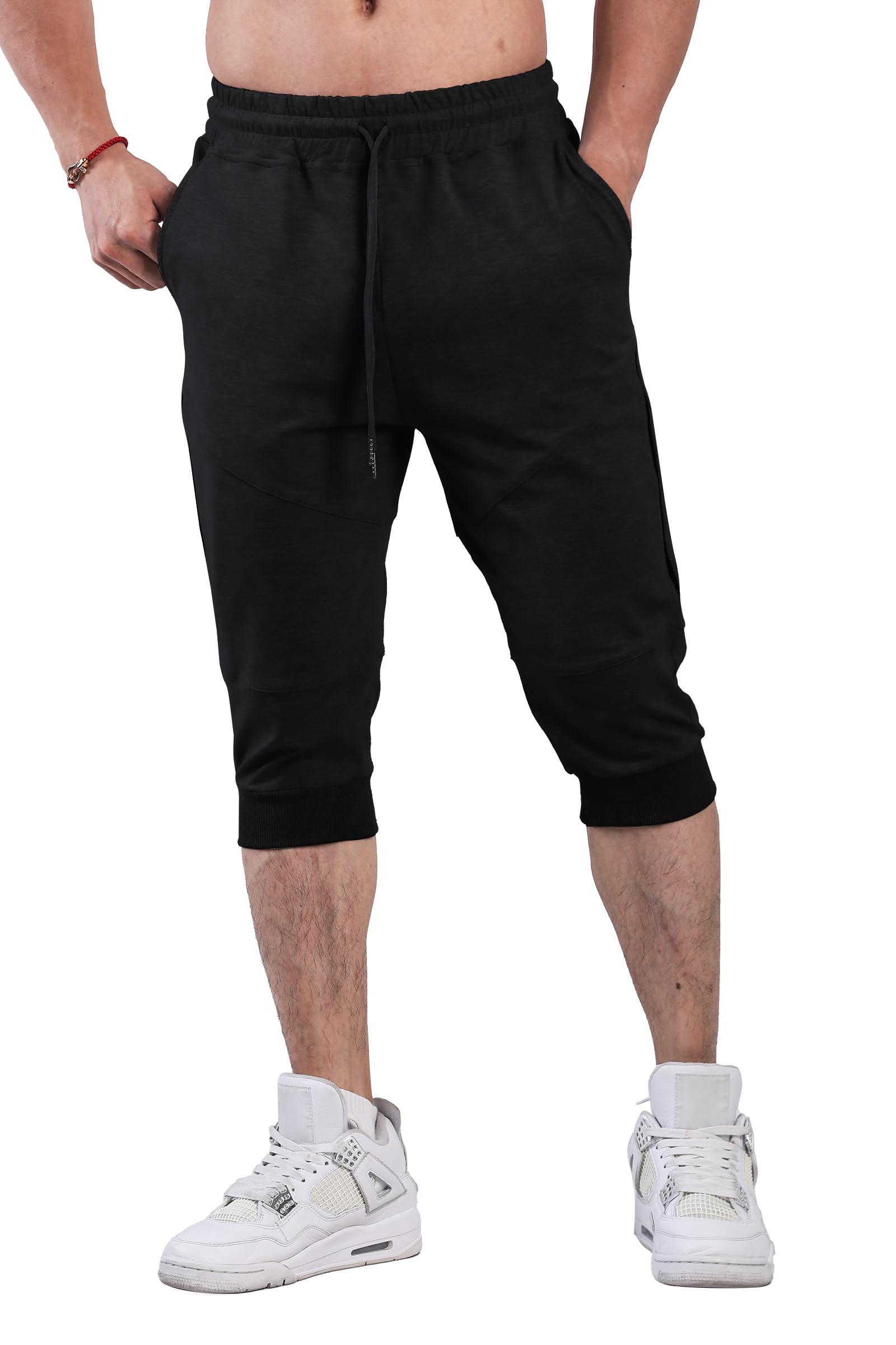 FIRSTGYM Casua Pantaloni da jogging da uomo a 3/4 affusolati per allenamento, palestra, pantaloni da jogging