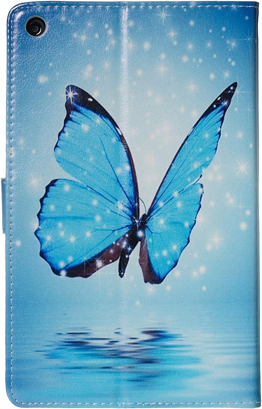 Dteck for Fire HD 8 Tablet Case (8th/7th/6th Generation-2018/2017/2016 Release) 8", Lightweight Folio Fold Case with Card Slots & Stand Function, PU Leather Protective Cute Cover, Blue Butterfly