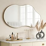 Irregular Wall Mirror, Asymmetrical Wall Mirror Decorative Wavy Mirror | 22"x36" Abstract Shape Curvy Mirror, Antique-Bronze,for Living Room Bathroom Bedroom Entryway