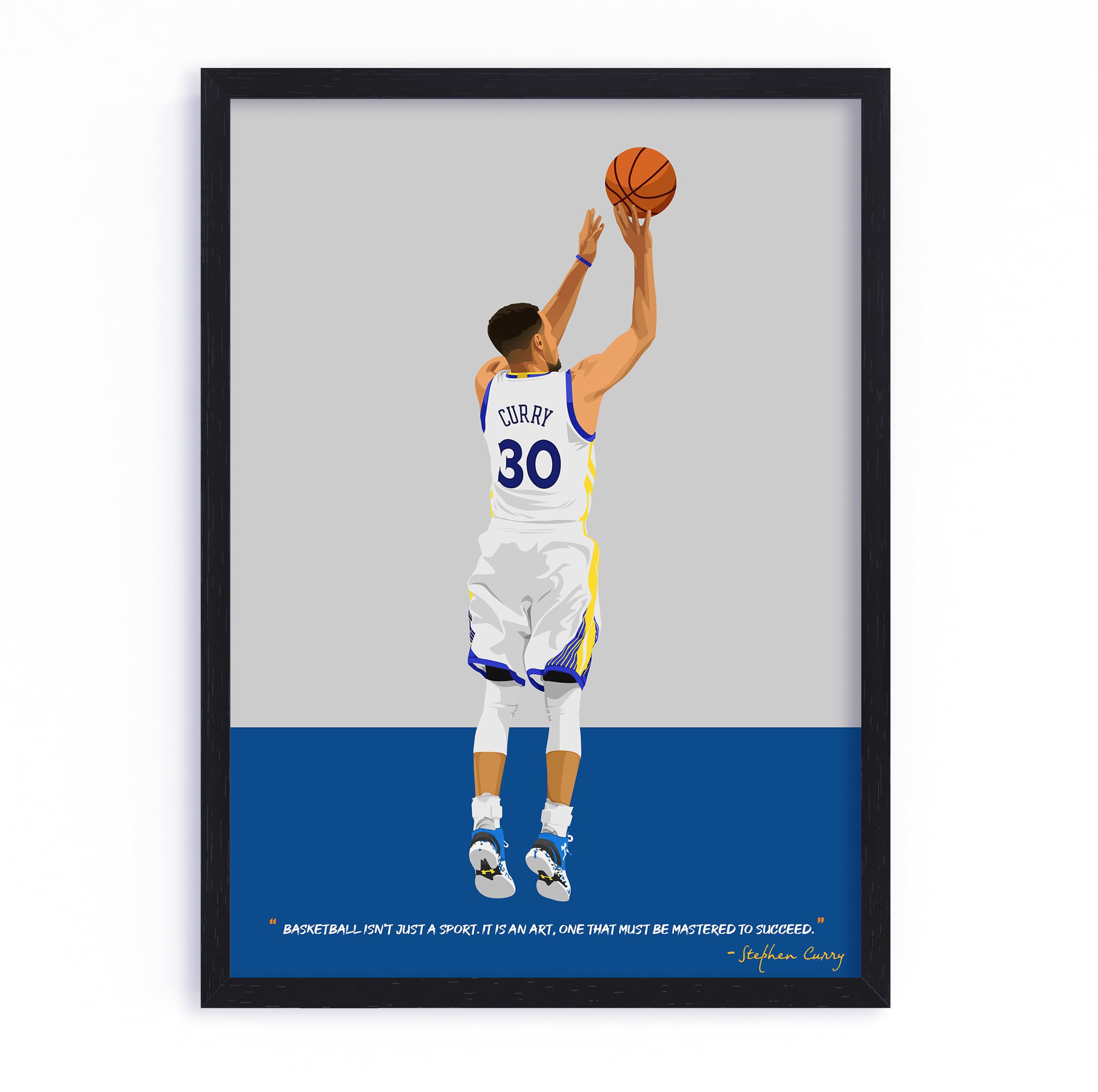 QUOTE - UNQUOTE ART Stephen Curry Basketball Poster Frame Basketball Merchandise - Original Sports Art - 11x14 inches - Black Frame