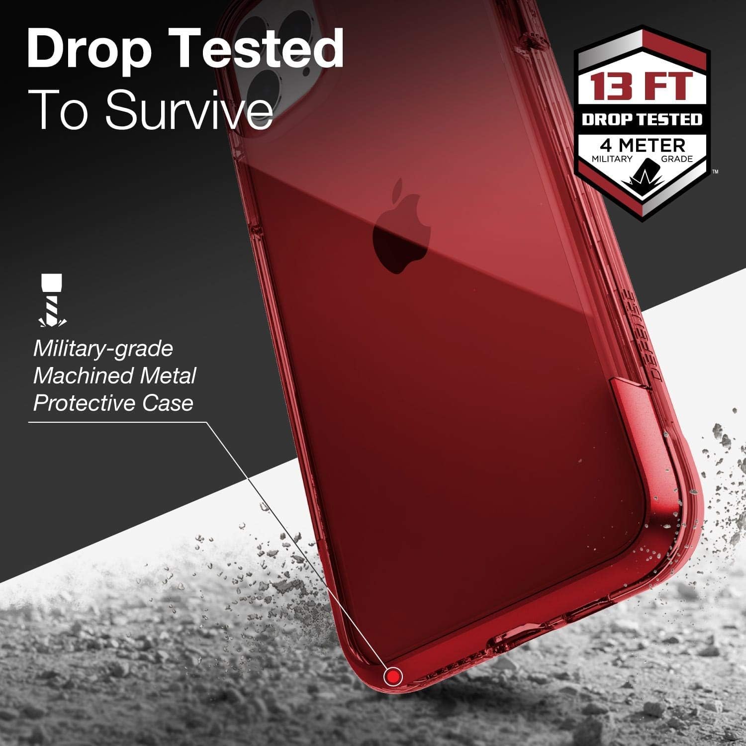 X-Doria Raptic Air, Compatible with Apple iPhone 11 Pro Max (Formerly Air) - Military Grade Drop Tested, Anodized Aluminum, TPU, and Polycarbonate Protective Case for Apple iPhone 11 Pro Max, Red