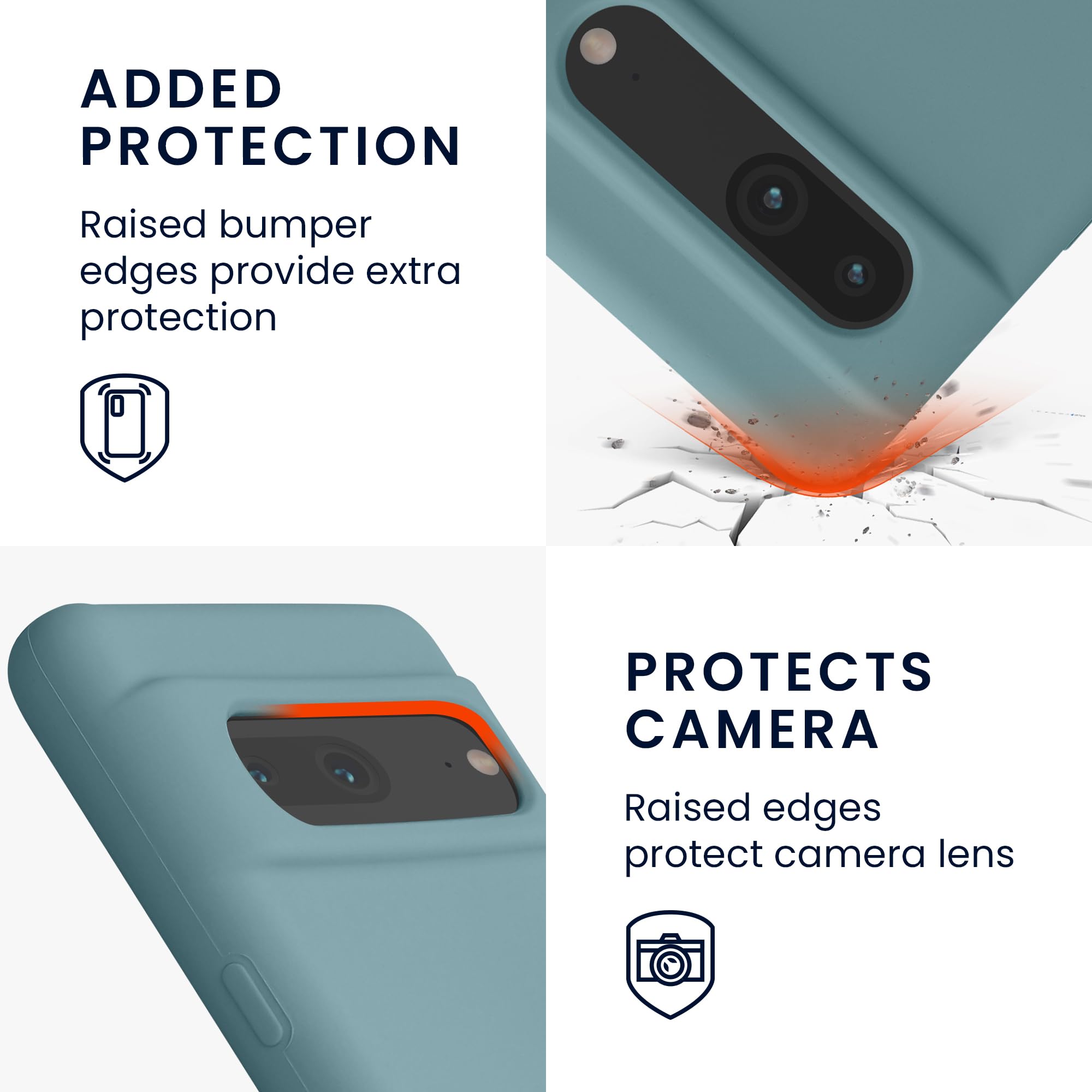 kwmobile Case Compatible with Google Pixel 7 Case - TPU Silicone Phone Cover with Soft Finish - Antique Stone - Image 3